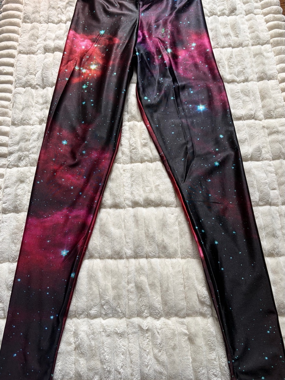 Blackmilk Galaxy Print Leggings - Black & Pink